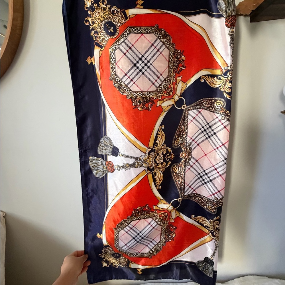Elegant Silk Scarf with Geometric Design